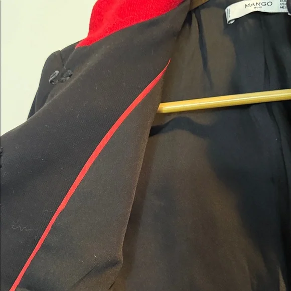 Mango Black Blazer with Red Trim and Gold Buttons - Picture 6 of 6